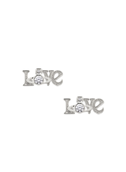 Sterling Silver Crystal Erica Love Stud Earrings - Silver