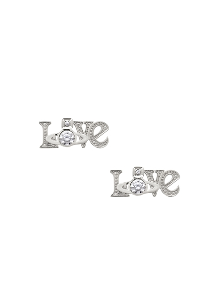 Sterling Silver Crystal Erica Love Stud Earrings - Silver