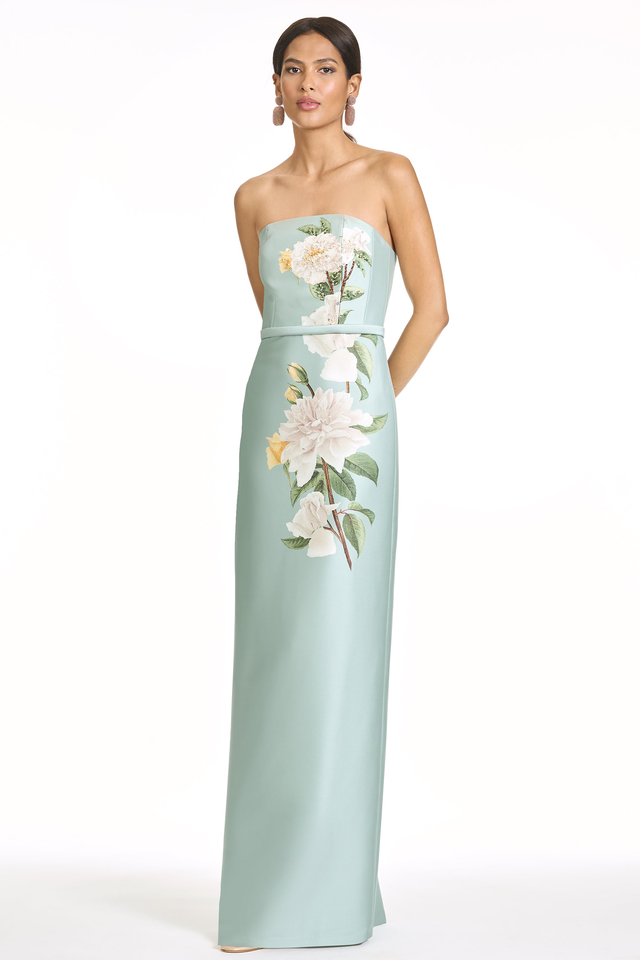 EMBELLISHED SOPHIA GOWN - CELADON FLORAL