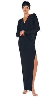DOLMAN WRAP GOWN W/ SIDE SLIT