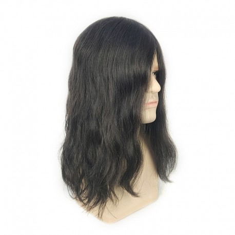 Noah | 14'' Men's Long Hair Toupee in 1B Off Black | Men's Long Haircut Style