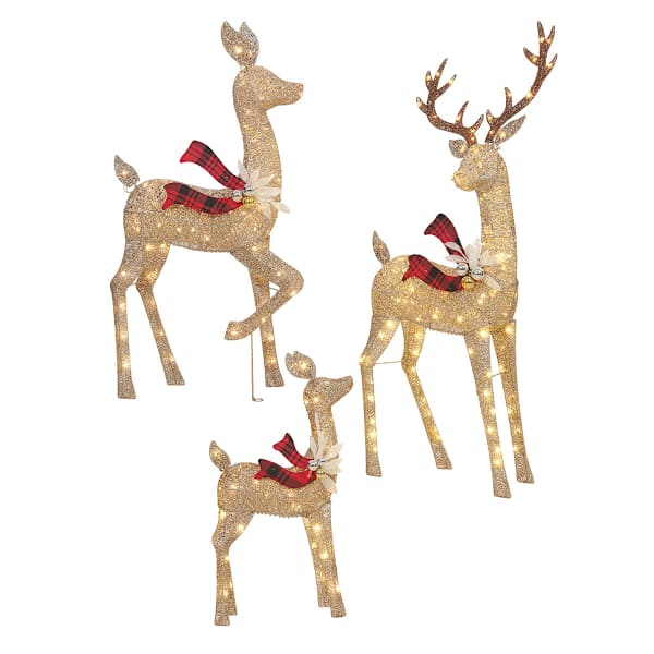 Set of 3 LED Glittering Thread Deer Family