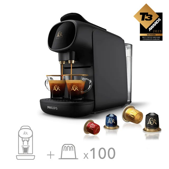 Machine + 100 capsules - L'OR Barista Sublime Piano Noir
