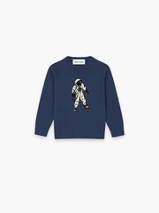 Kid's Space Travel Merino Astronaut Crewneck - Cobalt