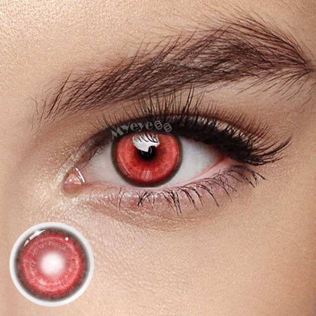 MYEYEBB Cyber Red Prescription Cosplay Colored Contact Lenses