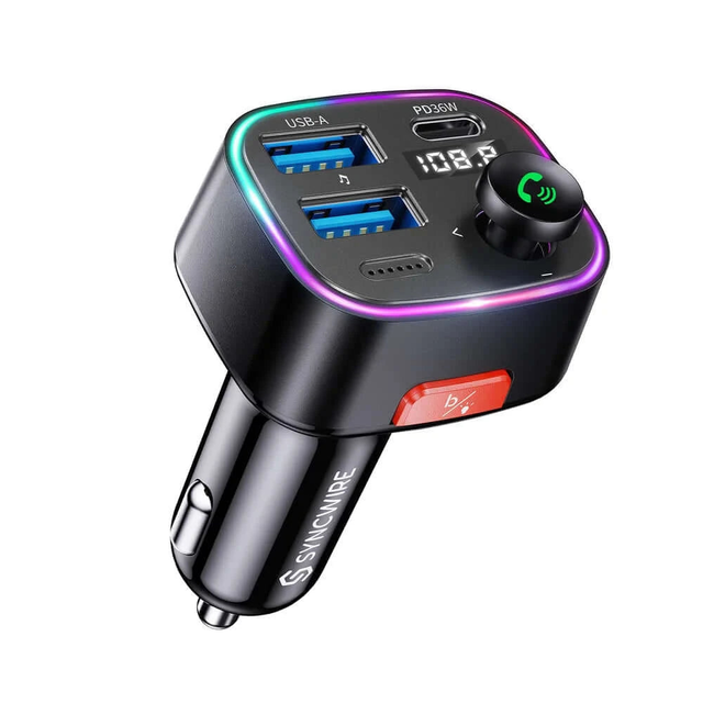 48W Bluetooth 5.4 FM Transmitter Car Charging Adapter