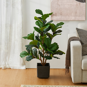 Glitzhome 3.5ft/5ft.Potted Real Touch Fiddle Leaf Fig Faux Tree