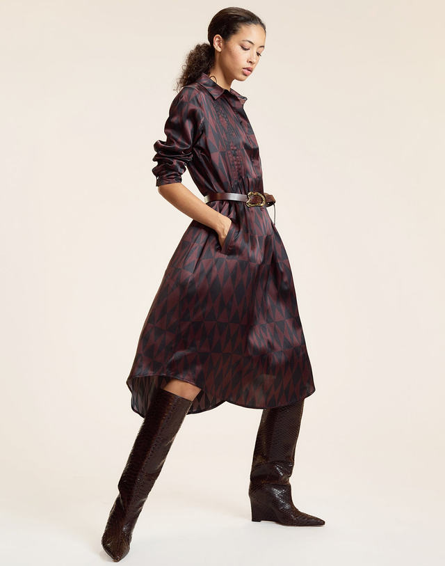 Silk Pintuck Shirt Dress