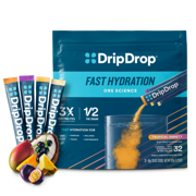 DripDrop Tropical Variety Pack Electrolyte Powder, 8 oz sticks, 32 count