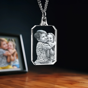 2D Crystal Photo Necklace - Rectangle