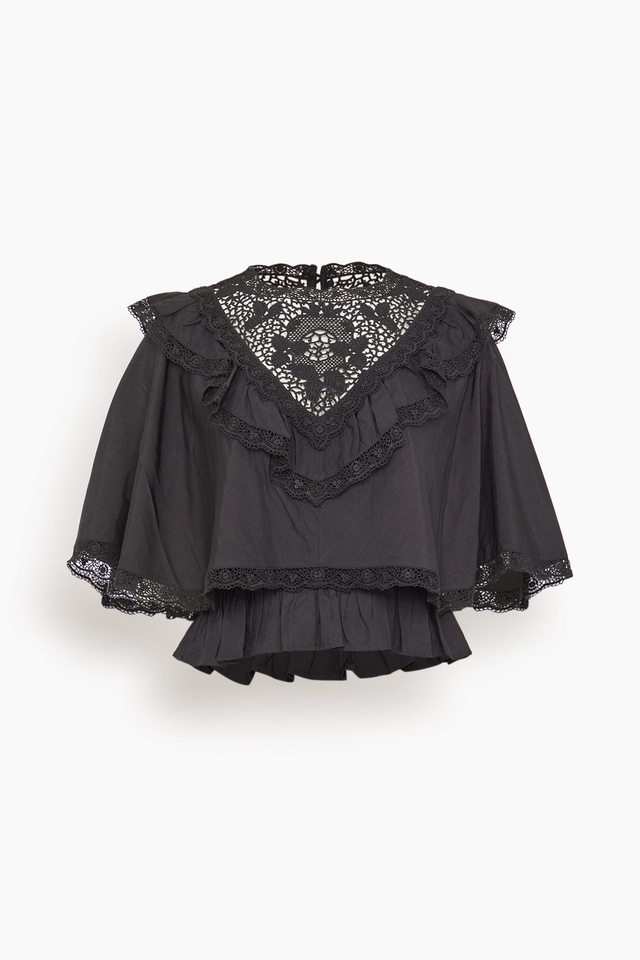 Shanna Lace Capelet Top in Black
