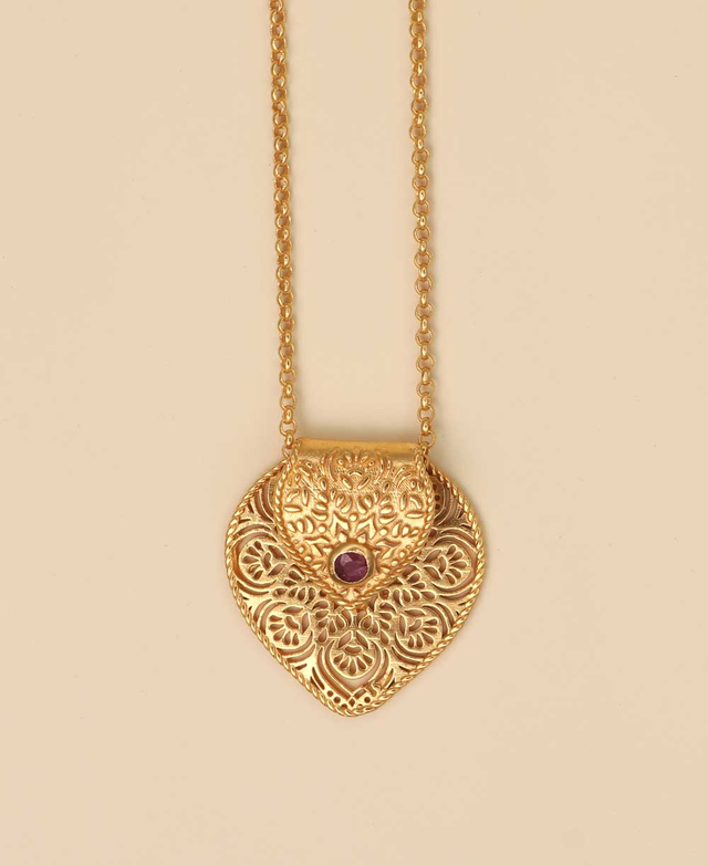 Birthstone Gemstone Gold Plated Brass Lotus Petal Mandala Necklace