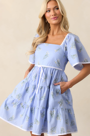 Dream Come True Periwinkle Floral Cotton Mini Dress