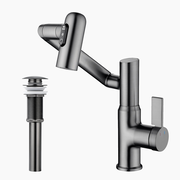 Lefton Single-Hole Rotatable Faucet with Temperature Display-BF2204 with Pop-up Bathroom Sink Drain Stopper Without Overflow-D01