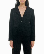 GWEN FLOCKED PONTE ONE BUTTON BLAZER
