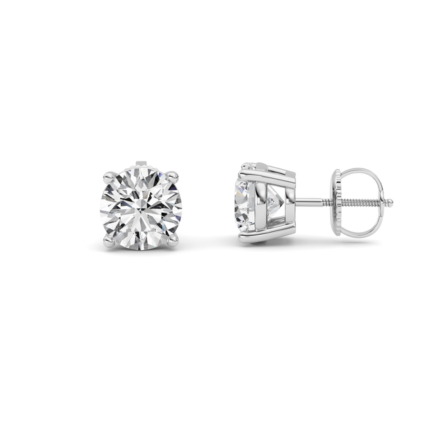 IGI Certified 4.00 Carat FGVS Round Cut Lab Grown Diamond Earrings in 14K Gold 14kt White Gold