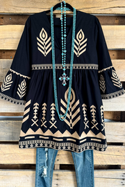 With The Wind Tunic/Dress - Black -100% COTTON