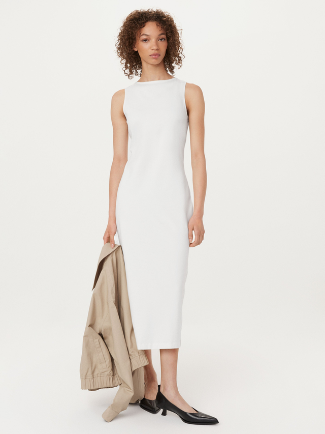 The Boat Neck Maxi Dress in White