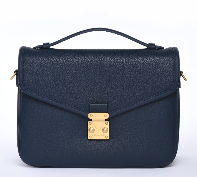 "Navy" Togo Leather - "Paris15" Satchel Crossbody bag