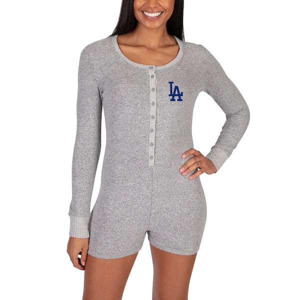 Women's Los Angeles Dodgers Concepts Sport Gray Venture Sweater Romper