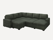 HONBAY 7-Piece Corduroy U-Shaped Pull-Out Sleeper Sectional Sofa with Storage Chaise & Ottoman