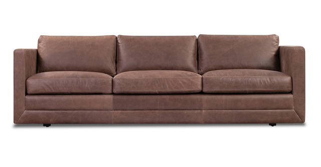 Manhattan 85" Leather Sofa, Milano Mocha