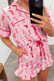 Sweetheart Stampede Pink Top and Shorts Pajama Set