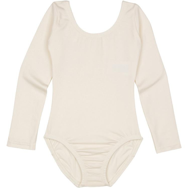 Lined Ivory Cream Toddler & Girls Long Sleeve Ballet Dance Leotard