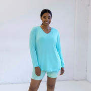 Boyfriend Long Sleeve - Aqua - S ONLY - FINAL SALE