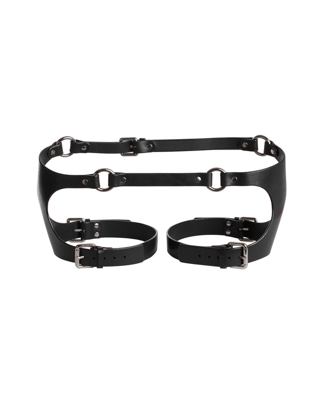 Belt with thigh cuffs "Romeo" Black
