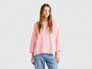 Sweater in linen blend with 3/4 sleeves