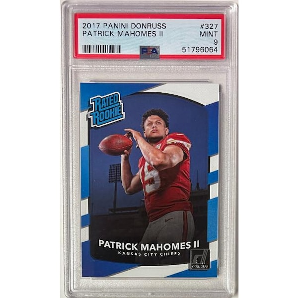 Patrick Mahomes 2017 Panini Donruss Rated Rookie (RC) #327- PSA Graded 9 Mint (Kansas City Chiefs/SB Champs-MVP)