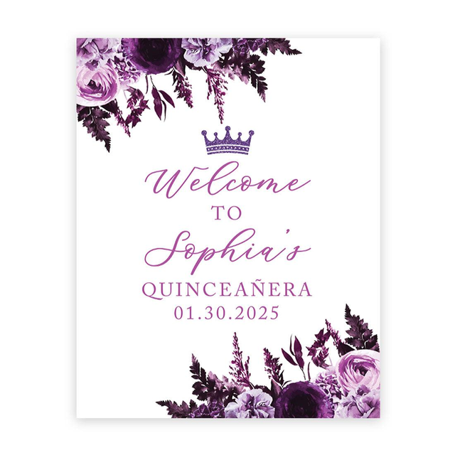 Large Custom Quinceañera Welcome Sign, Canvas Sign for Sweet 15