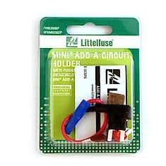 Mini Add-A-Circuit: 1-10 Amp, Black W/ Red Wire, Fuse Holder, 1 + 4 FUSES Pack