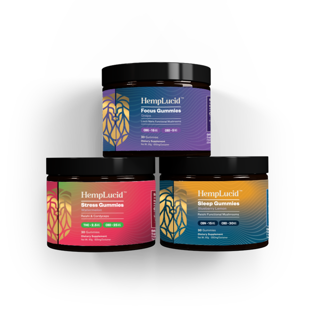 Focus Sleep Stress - Herb & Mushroom CBN THC CBG CBD Gummies