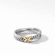 David Yurman Petite X Ring with 18k Yellow Gold,SZ6