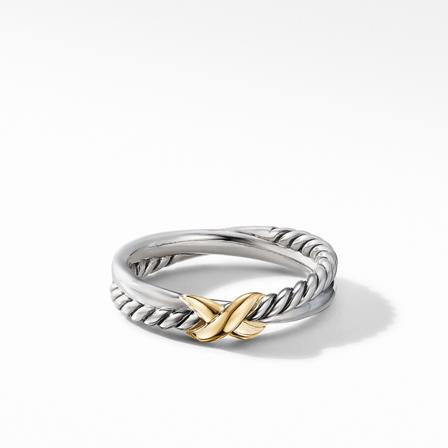 David Yurman Petite X Ring with 18k Yellow Gold,SZ6