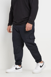 BadRhino Big & Tall Navy Blue Elasticated Waist Cuffed Cargo Trousers
