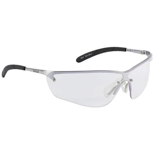 Bolle Silium Safety Glasses with Silver Frame and Clear Anti-Fog Lenses