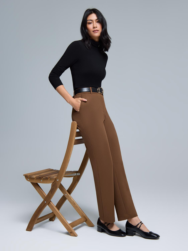 Mid-Rise Straight Leg Pants