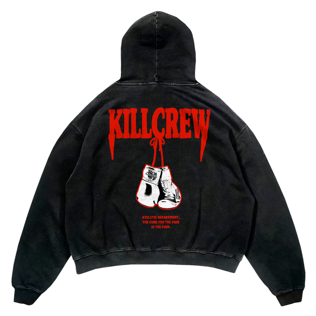 OVERSIZED LUX "ATHLETIC DEPARTMENT" HOODIE - BLACK