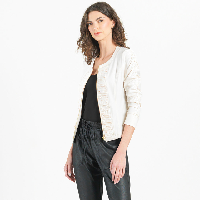 Liquid Leather™ Ruched Detail Jacket - Ivory - Final Sale!