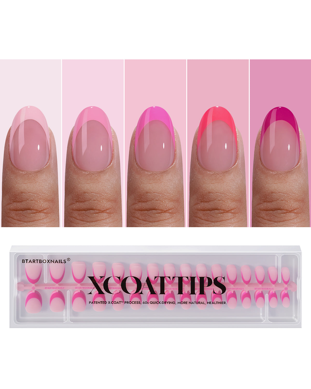 XCOATTIPS® French - Extra Short Almond Pink Pastel Tips