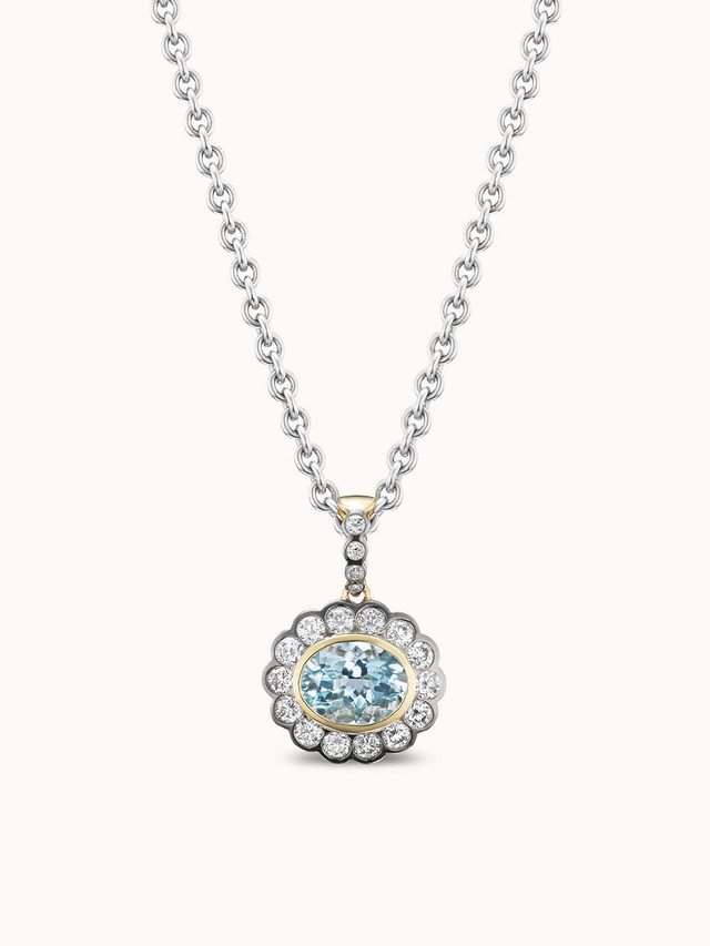 Alexandra Charm Necklace Aquamarine