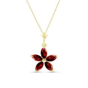 Garnet Antonia Flower Pendant Necklace in 14k Gold