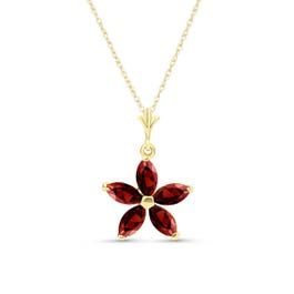 Garnet Antonia Flower Pendant Necklace in 14k Gold