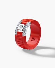 LA PAZ Atomic Silicone & Gold Ring with 0.20ct Diamonds