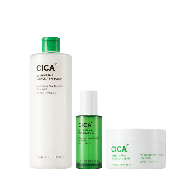 Green Derma Mild Cica Calming Set ( Green Derma Mild Cica Big Toner, Serum & Cream )