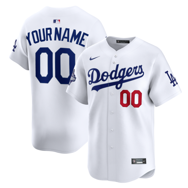 Men's Los Angeles Dodgers  Nike White 2025 World Series Champions Home Custom Limited Jersey