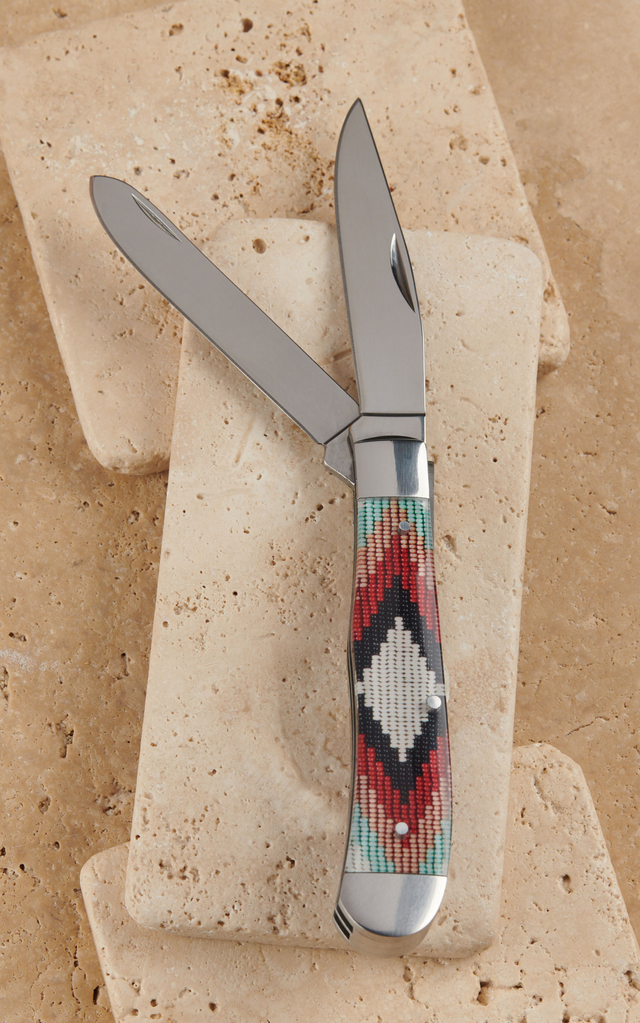 Circle SH Cutlery Beaded Aztec Resin Handle Trapper Knife